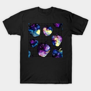 Watercolor Nebula in Apples on Polka Dots Background T-Shirt